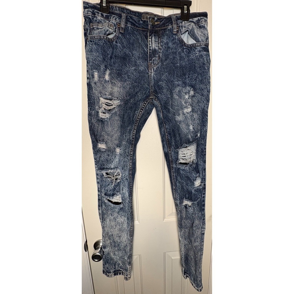 CJ BLACK Skinny Flex Men's Jeans Distressed Acid Wash Ripped Slim Fit 32x32